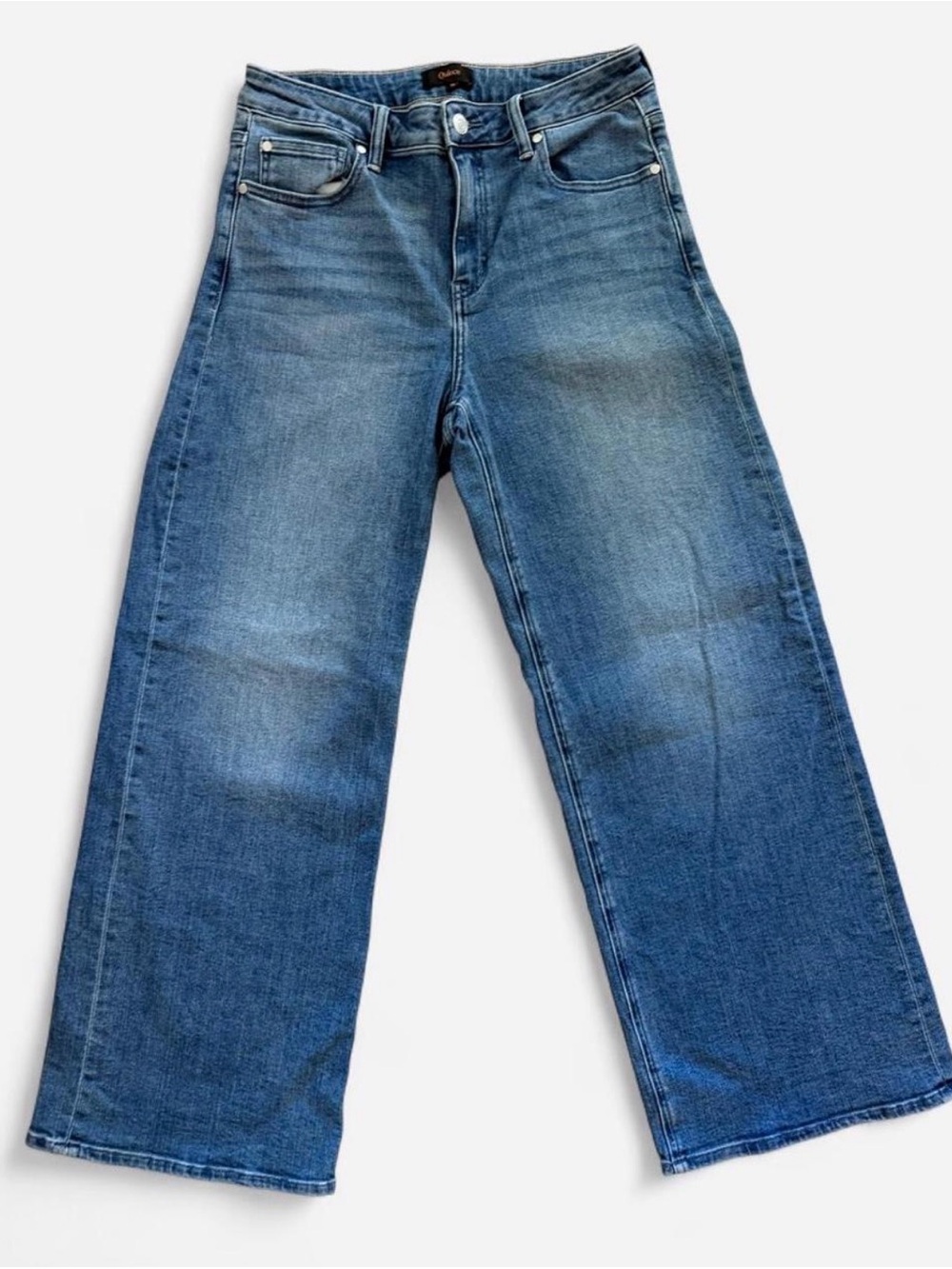 Quince Bella Stretch High Rise Wide Leg Jeans Med Wash Size 30